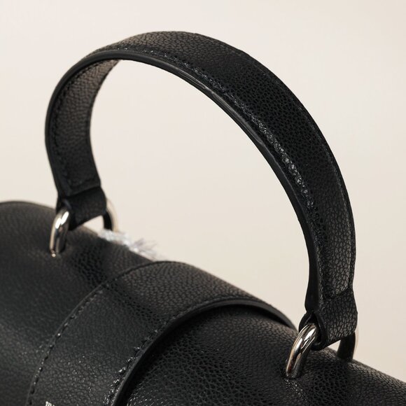 Jimmy Choo Cheri Black Soft Grainy Leather Crystal-Buckle Top Handle Bag - Picture 8 of 14